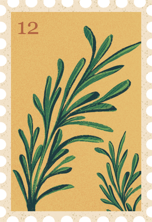 Vintage Flowers & Insects Postage Stamps Rosemary